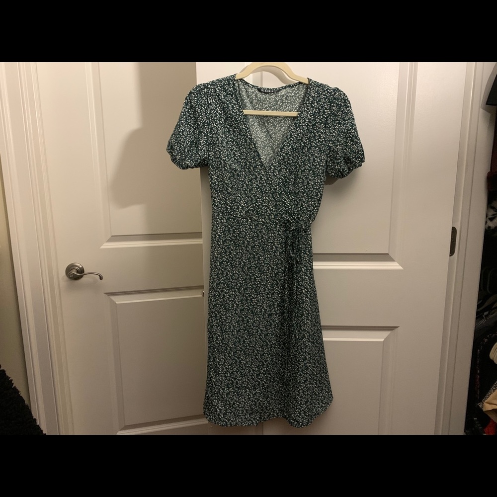 SHEIN green floral midi dress